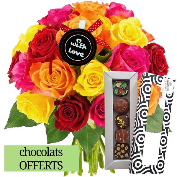 Cadeaux Gourmands Roses Multicolores Chocolats Pince Love