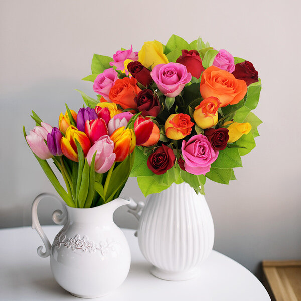 Cadeaux Insolites 20 ROSES MULTICOLORES 10 TULIPES PIC MAMIE