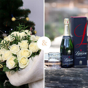 20 ROSES BLANCHES + CHAMPAGNE 20 ROSES BLANCHES + CHAMPAGNE