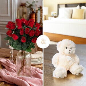 20 GRANDES ROSES + GRAND OURS