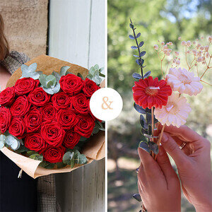 COEUR ROUGE + BOUQUET BOUGIES