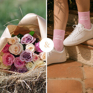 20 ROSES PASTEL + CHAUSSETTES