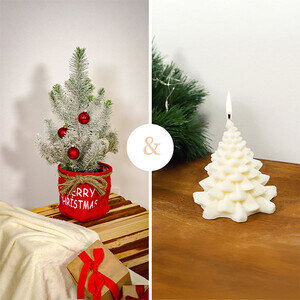 MINI SAPIN ENNEIGÉ + BOUGIE