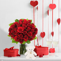 30 ROSES + OURSON 15CM 2
